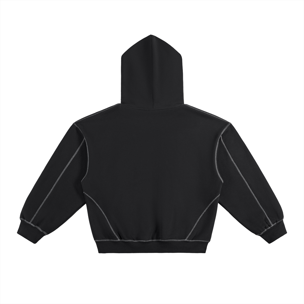 Collective Sunderland Contrast-Stitched Boxy Fleece Hoodie