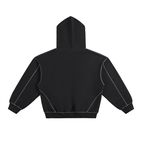 Collective Sunderland Contrast-Stitched Boxy Fleece Hoodie