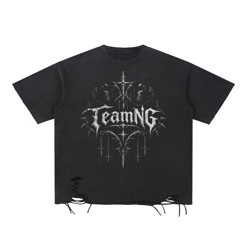 TeamNG Gothic Snow Washed Raw-Hem T-Shirt