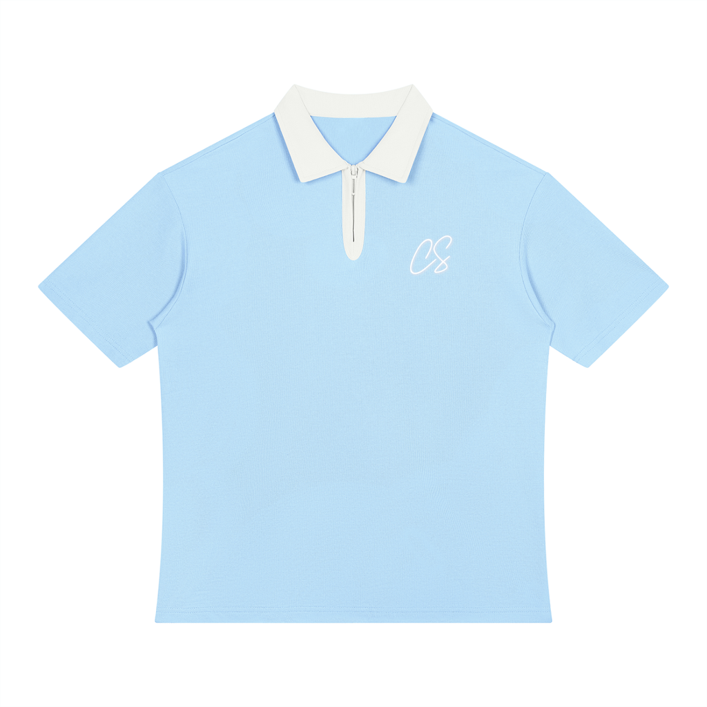 Collective Sunderland Unisex Color Blue Block Quarter-Zip Polo Shirt