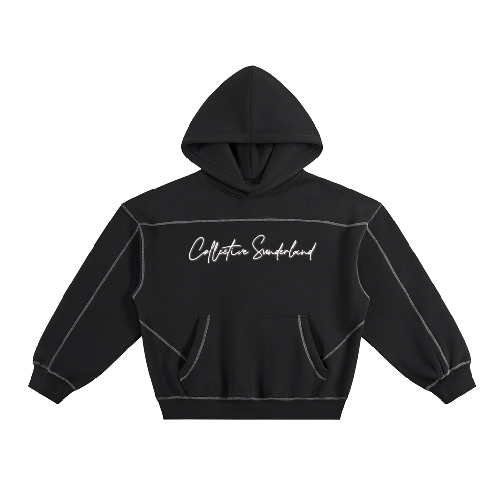 Collective Sunderland Contrast-Stitched Boxy Fleece Hoodie
