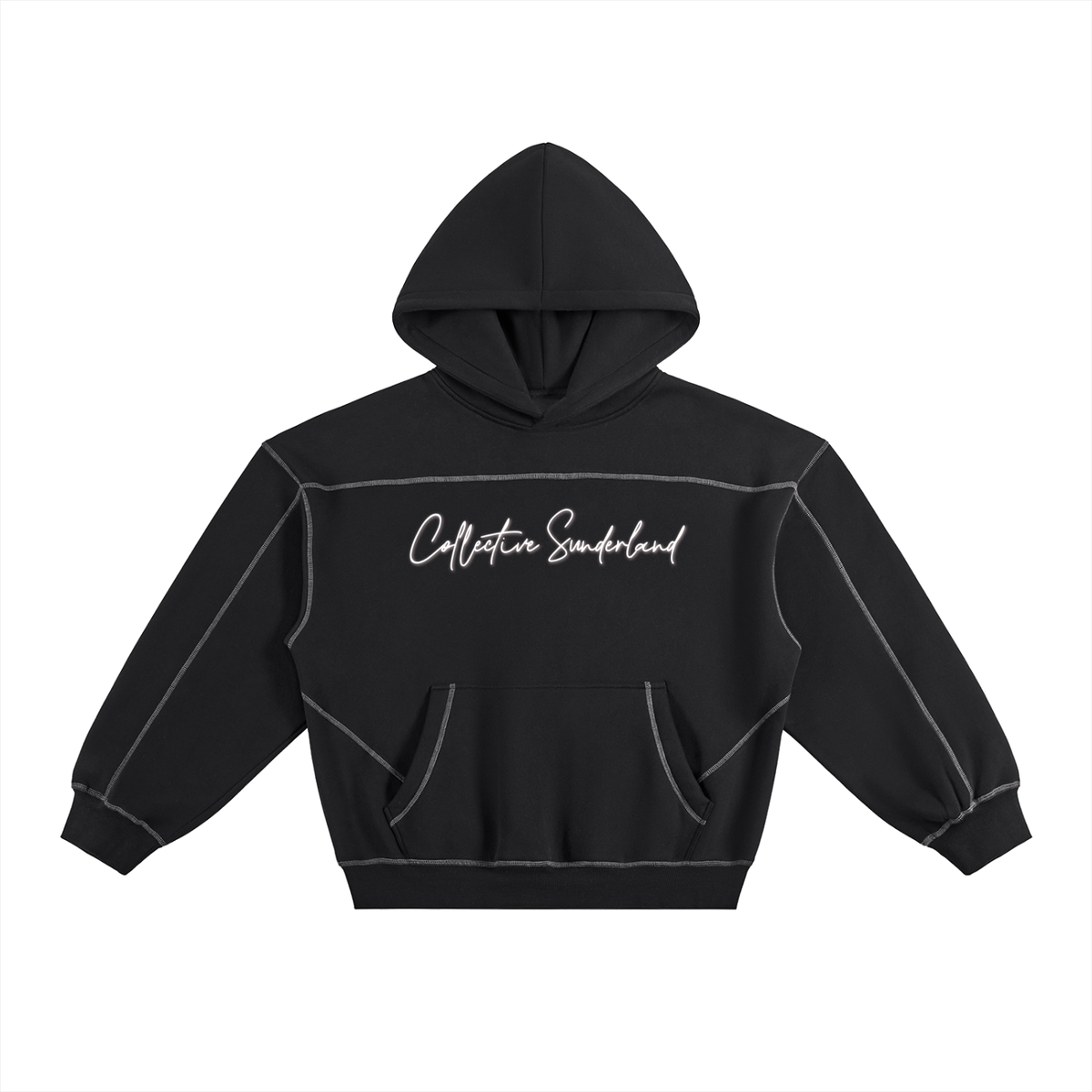 Collective Sunderland Contrast-Stitched Boxy Fleece Hoodie